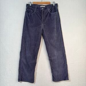 Levi's Ribcage Straight-Leg Ankle Charcoal Gray Corduroy Pants Size 32 High-Rise